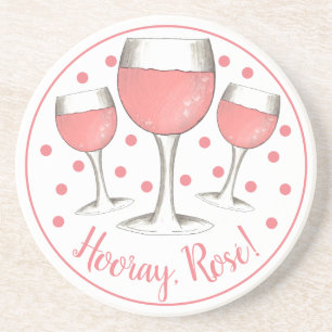 Posavasos ¡Hooray, Rosé! Vidrio de vino rosa rosa Rubor