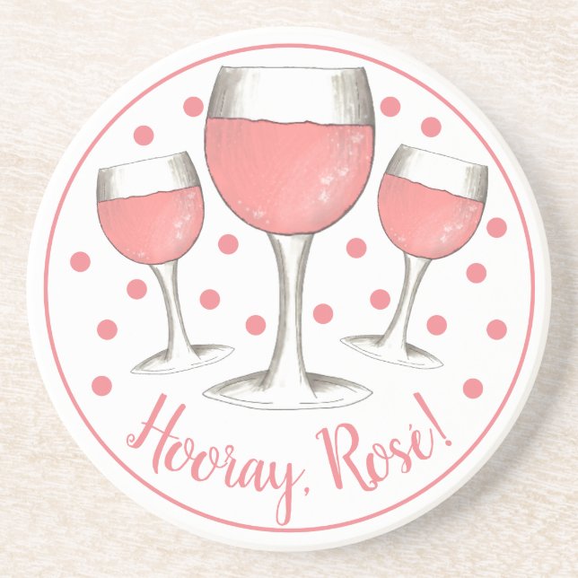 Posavasos ¡Hooray, Rosé! Vidrio de vino rosa rosa Rubor (Frente)