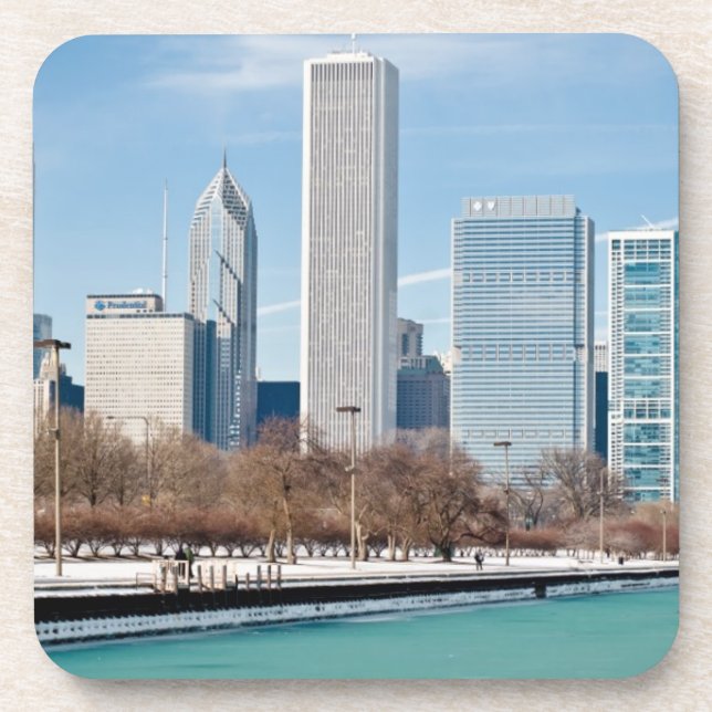 Posavasos Horizonte de Chicago a través del lago Michigan (Frente)