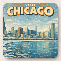 horizonte de Chicago y lago Michigan en invierno