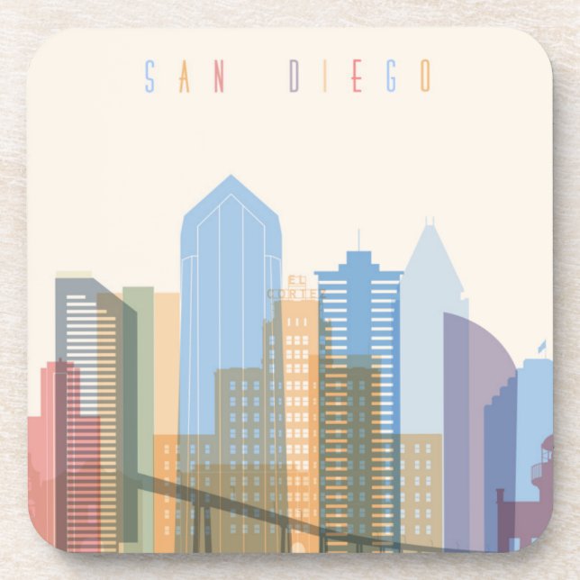 Posavasos Horizonte de la ciudad de San Diego (Frente)