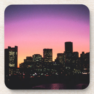 Posavasos Horizonte de la puesta del sol de Boston del