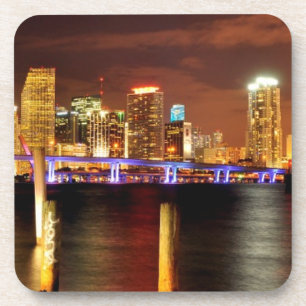 Posavasos Horizonte de Miami en la noche, la Florida