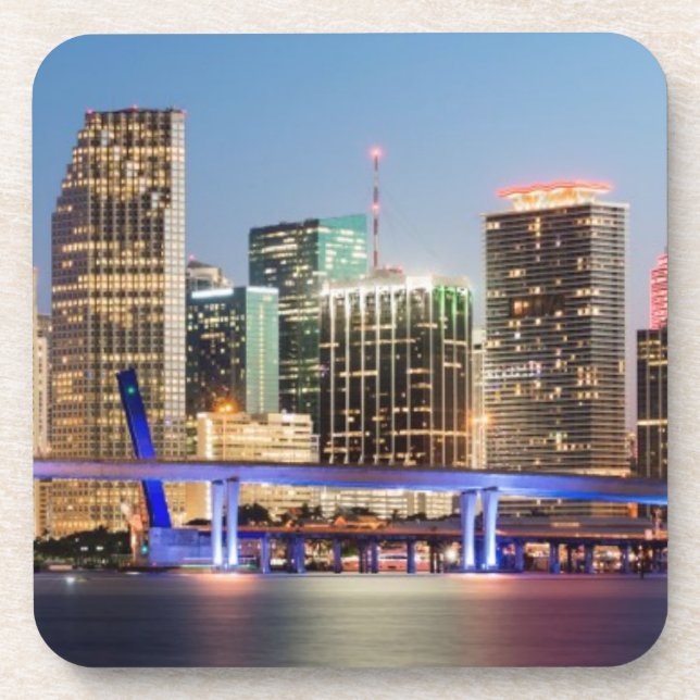 Posavasos Horizonte iluminado de Miami céntrica en la (Frente)