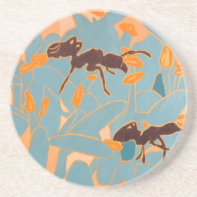 Posavasos Hormigas con flores azules Flora australiana (Frente)