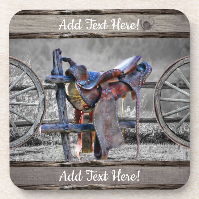 Posavasos Horse Saddle Corral Fence Western Wagon Wheels (Frente)