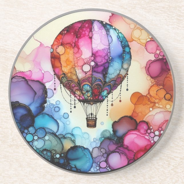 Posavasos Hot Air Balloon Alcohol Ink (Frente)