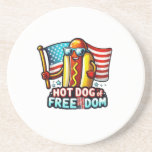 Posavasos Hot Dog of Freedom – Funny 4th of July Food Design<br><div class="desc">Bring humor to your Independence Day with this hilarious cartoon hot dog rocking sunglasses and waving the American flag. A playful and bold design perfect for food lovers,  partygoers,  and anyone who loves celebrating with a smile. Great for tees,  mugs,  and gifts. Comes with a transparent background.</div>