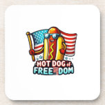 Posavasos Hot Dog of Freedom – Funny 4th of July Food Design<br><div class="desc">Bring humor to your Independence Day with this hilarious cartoon hot dog rocking sunglasses and waving the American flag. A playful and bold design perfect for food lovers,  partygoers,  and anyone who loves celebrating with a smile. Great for tees,  mugs,  and gifts. Comes with a transparent background.</div>