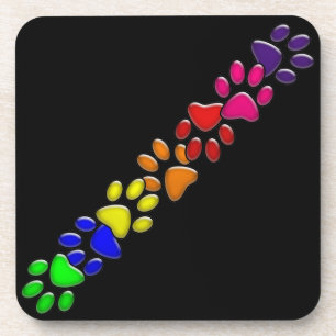 Posavasos huella de gato arco iris