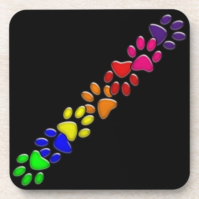 Posavasos huella de gato arco iris (Frente)