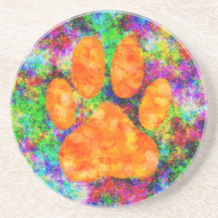 Posavasos Huella de pata de perro acuarela