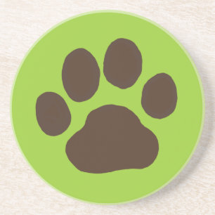 Posavasos Huella de pata de perro con color de fondo persona