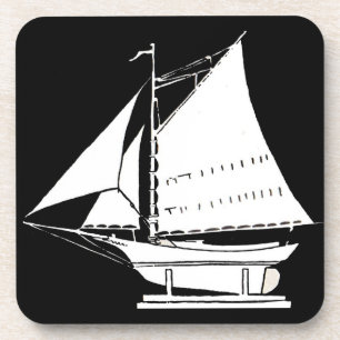 Posavasos huella de silueta de barco de vela