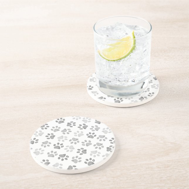 Posavasos Huellas de garrapatas de doodle gris (Lado)