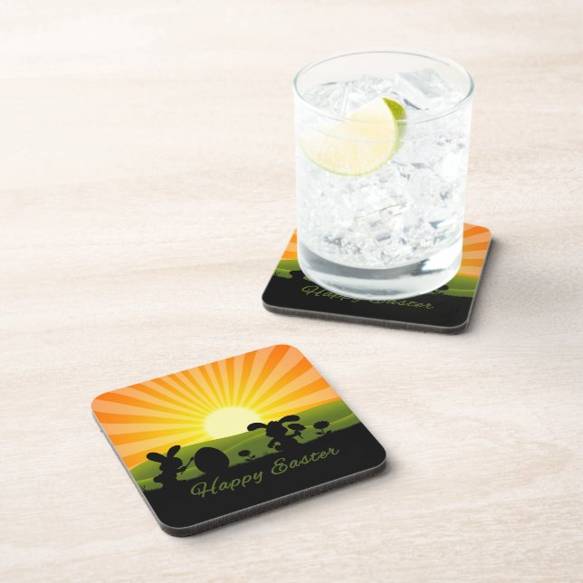 Posavasos Huevo de pintura de conejo de Pascua (Lado Derecho)