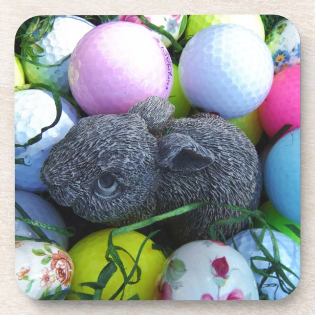 Posavasos Huevos de Pascua, bolas de golf de conejo (Frente)
