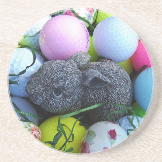 Posavasos Huevos de Pascua, bolas de golf de conejo (Frente)