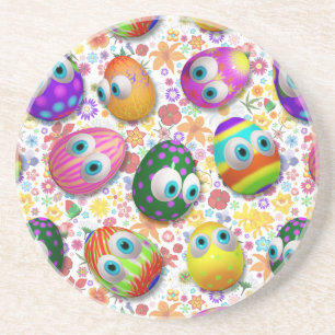 Posavasos Huevos de Pascua de dibujos animados lindos y dive