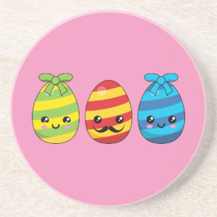 Posavasos Huevos de Pascua de Kawaii con cintas