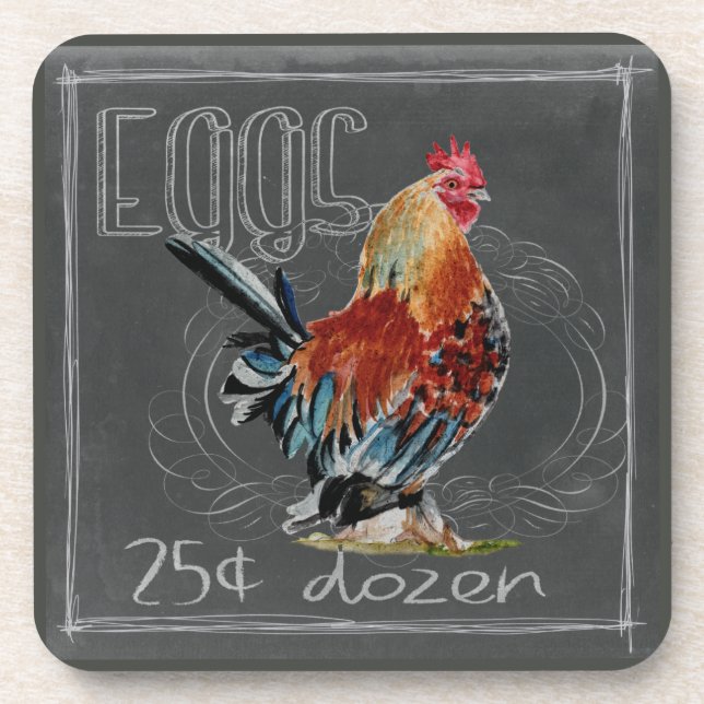 Posavasos Huevos De Rooster En Chalkboard (Frente)