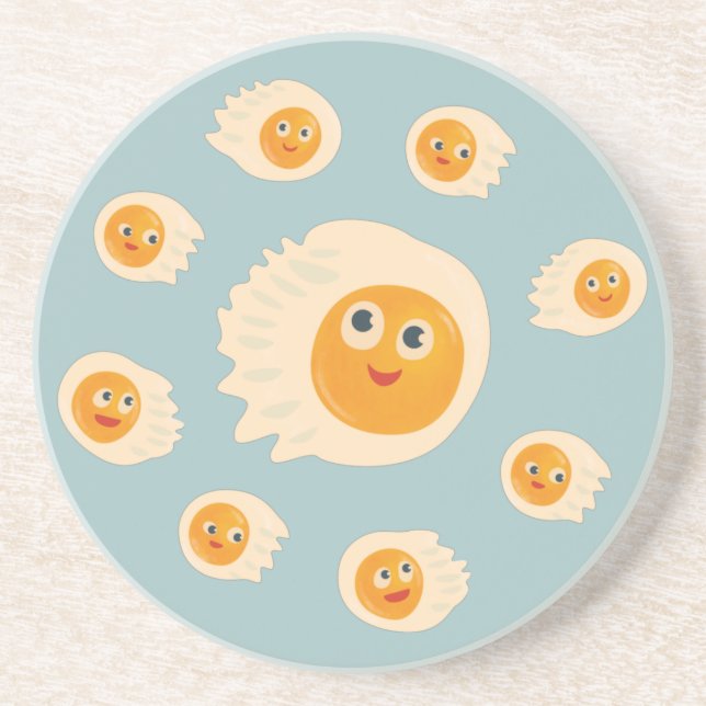 Posavasos Huevos fritos, niños con comida picante (Frente)