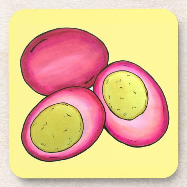 Posavasos Huevos rojos de remolacha hervida dura de la comid (Frente)