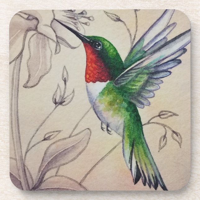 Posavasos Hummingbird No. 6 Watercolor Art (Frente)
