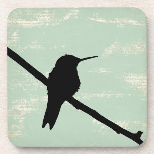 Posavasos Hummingbird Silhouette on Blue Grunge Background