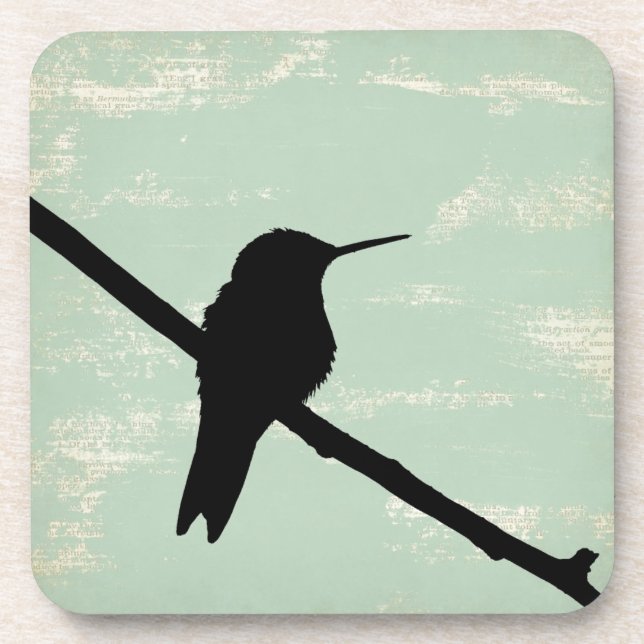 Posavasos Hummingbird Silhouette on Blue Grunge Background (Frente)