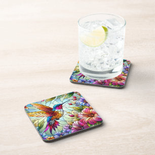 POSAVASOS HUMMINGBIRDS DE CRISTAL DE COLOR BRILLANTE