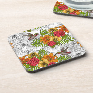 Posavasos Hummingbirds y el ramo tropical