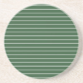 Posavasos Hunter Green y White Thin Horizontal Striping