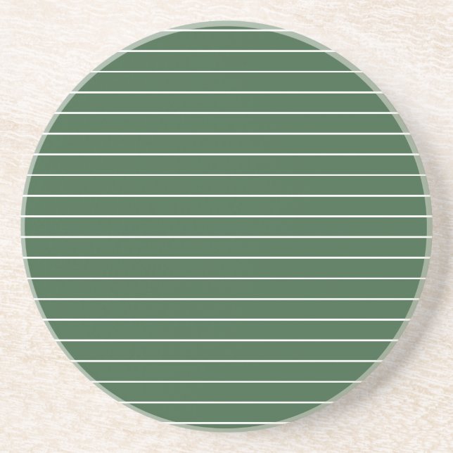 Posavasos Hunter Green y White Thin Horizontal Striping (Frente)