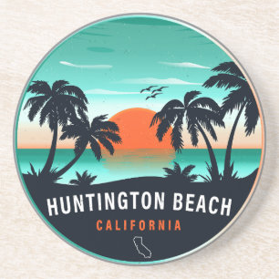 Posavasos Huntington Beach California Retro Sunset Souvenirs