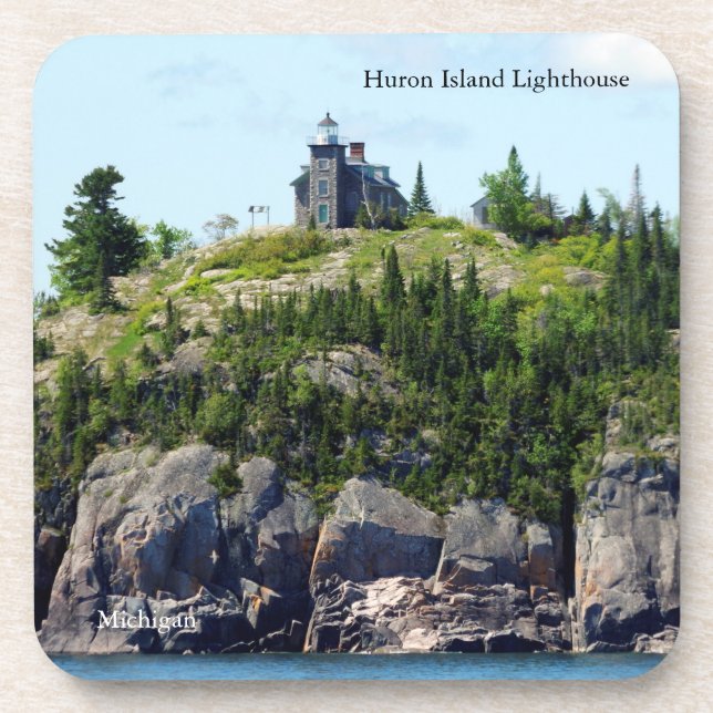 Posavasos Huron Island Lighthouse ancho 6 escayas plásticas (Frente)