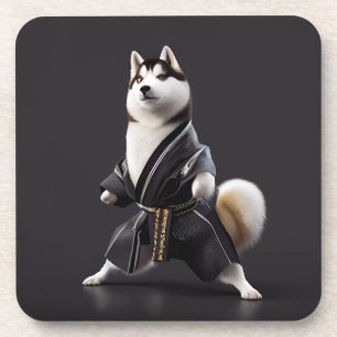 Posavasos Husky Dog conoce a Karate, jugador de Husky Dog Ka