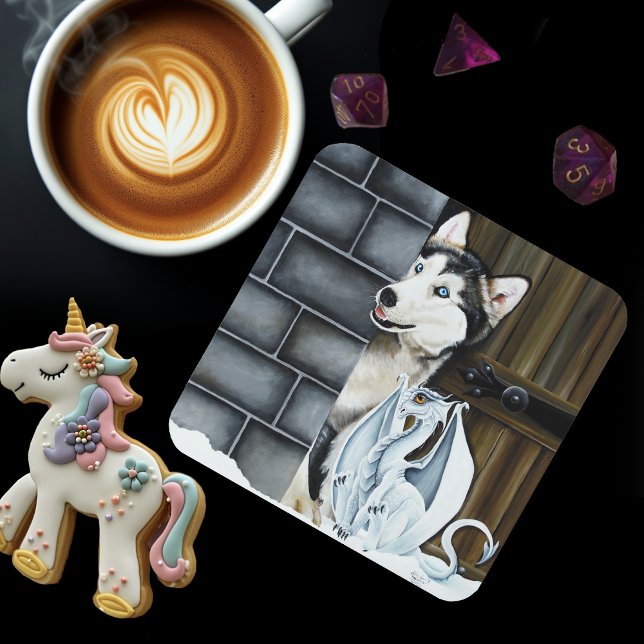 Posavasos Husky Dog White Dragon Adventure (Subido por el creador)