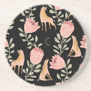 Posavasos Hyena y Protea: Patrón de cosecha oscura