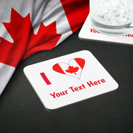 Posavasos I (Corazón de la Bandera Canadiense) Su Texto Rojo