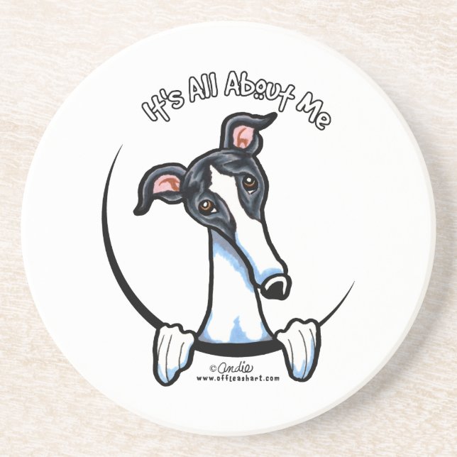 Posavasos IAAM de Greyhound Negro Blanco (Frente)