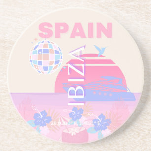 Posavasos Ibiza, España, Viajes, Arte Preppy, Rosa
