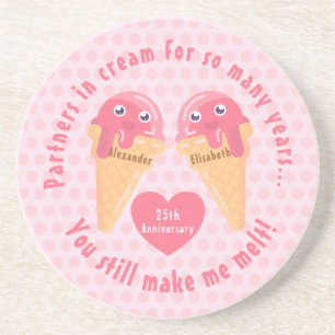 Posavasos Ice Cream Scoops Cute Romántico El día de San Vale