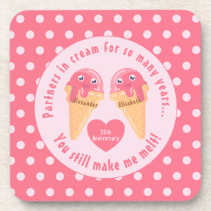 Posavasos Ice Cream Scoops Cute Romántico El día de San Vale