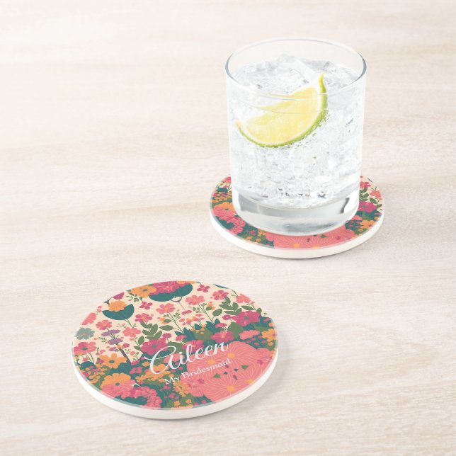 Posavasos Idea de regalo de dama de honor personalizada para (Lado)
