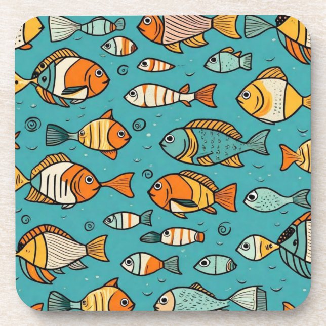Posavasos Ideas de regalo de patrones de peces (Frente)
