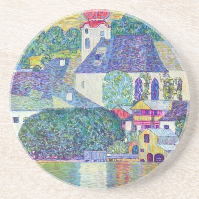 Posavasos Iglesia de St. Wolfgang, por Gustav Klimt, arte vi (Frente)