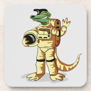 Posavasos Iguanodon Vestido En Un Espacio Cosmonauta.