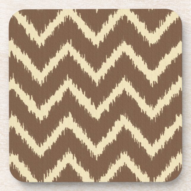 Posavasos Ikat Chevron - Marrón chocolate y bronceado (Frente)