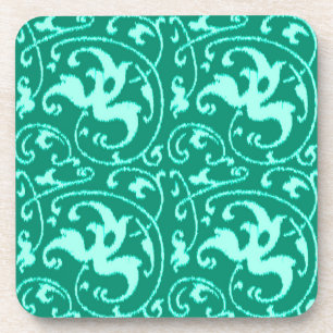 Posavasos Ikat Floral Damask - Turquesa y Aqua